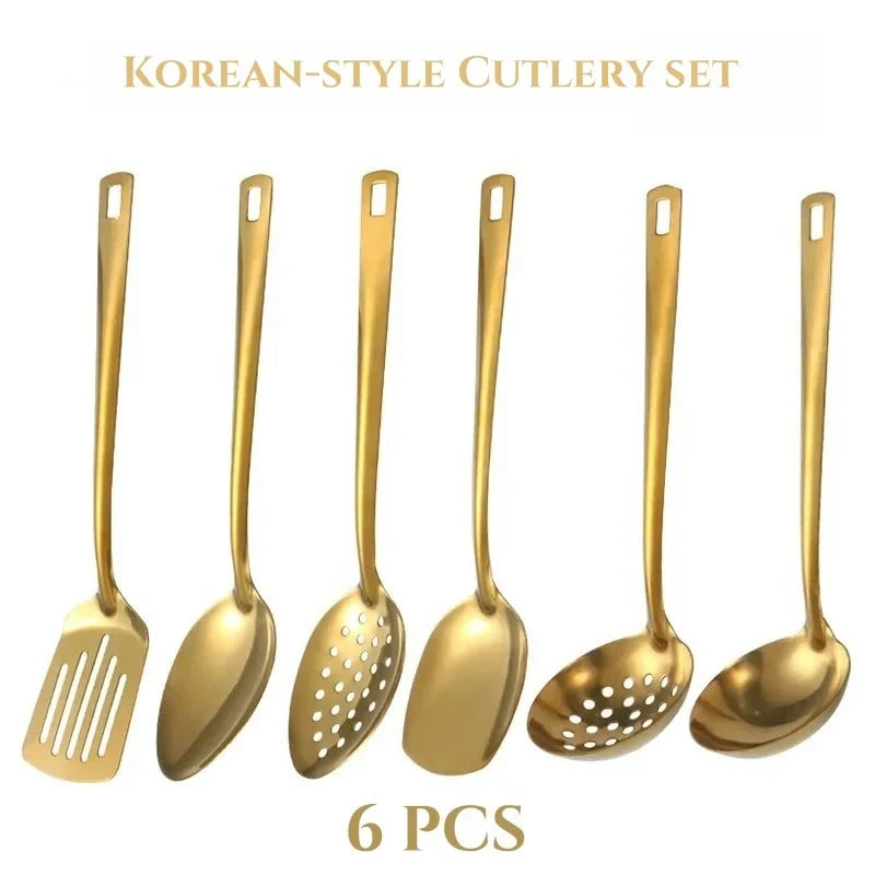 Korean Style Gold Stainless Steel Cutlery Set